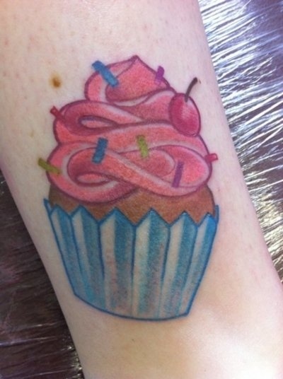 Cupcake Tattoo On Arm Sleeve