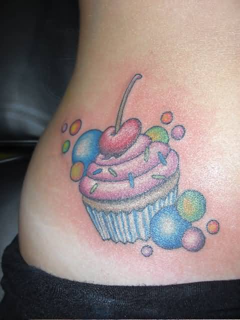 Cupcake Tattoo On Hip