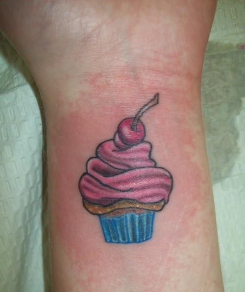 Cupcake Tattoo On Left Wrist