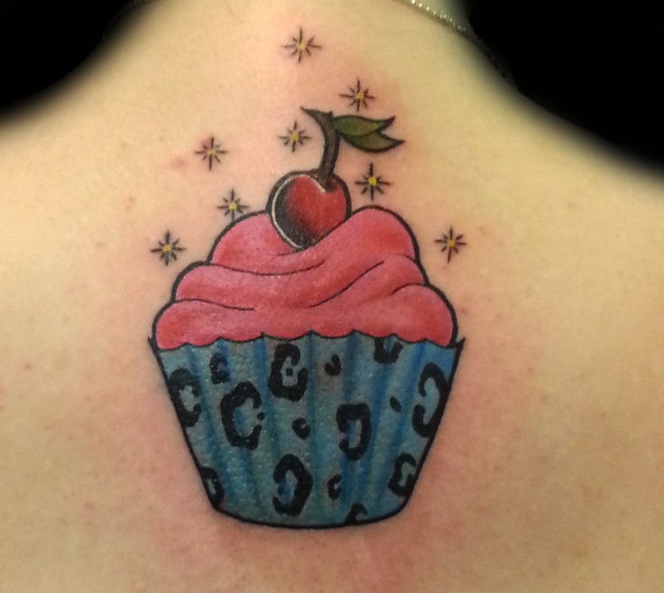 Cupcake Tattoo On Upper Back