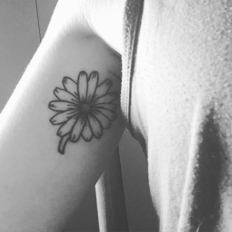 Daisy Flower Tattoo On Inner Bicep