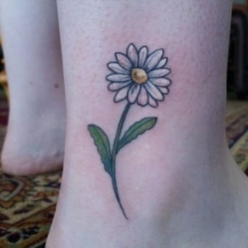 Daisy Flower Tattoo On Side Ankle