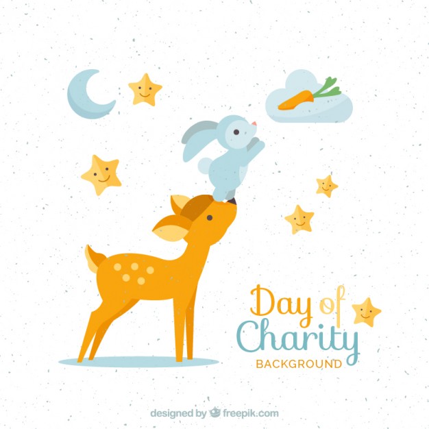 Day Of Charity Background Deer And Rabbit Want To Catch Carrot