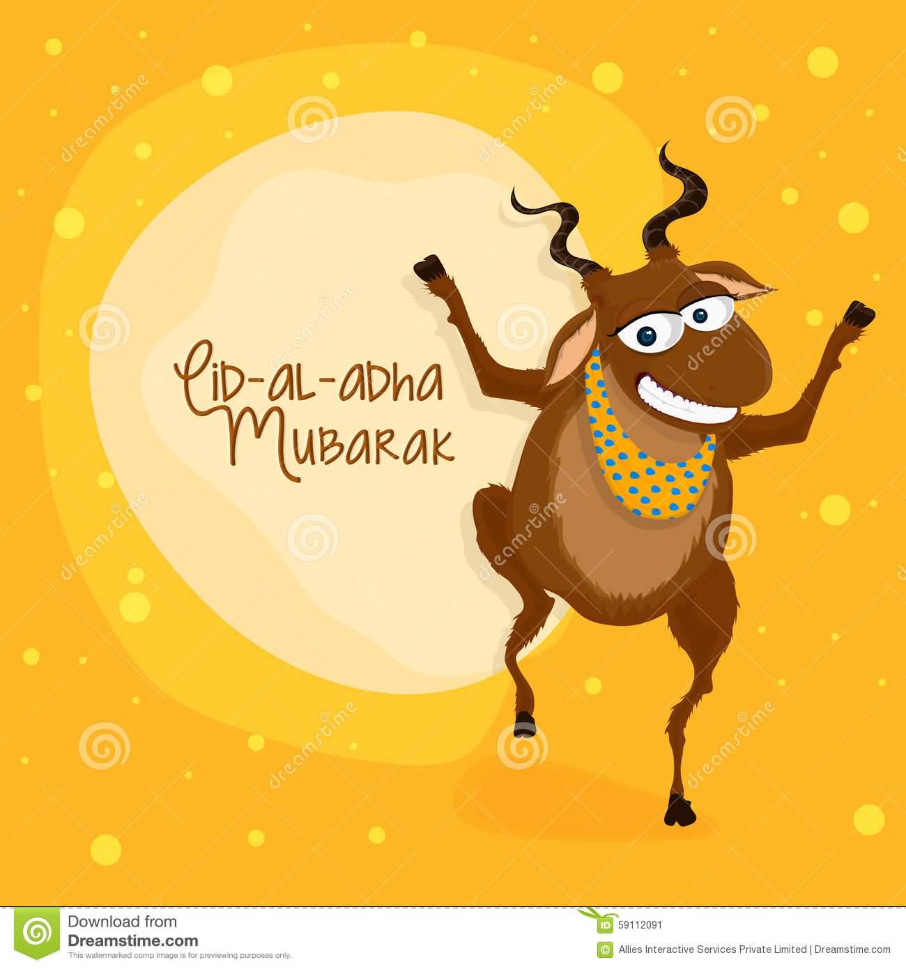 Eid Al Adha Mubarak Dancing Goat Illustration