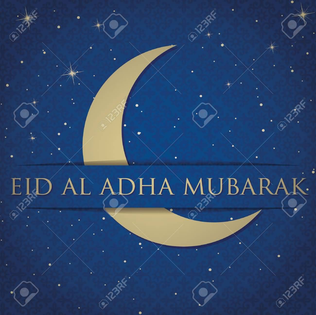 Eid Al Adha Mubarak Half Moon In Background