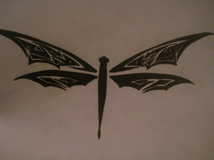 Fantastic Tribal Dragonfly Tattoo Design