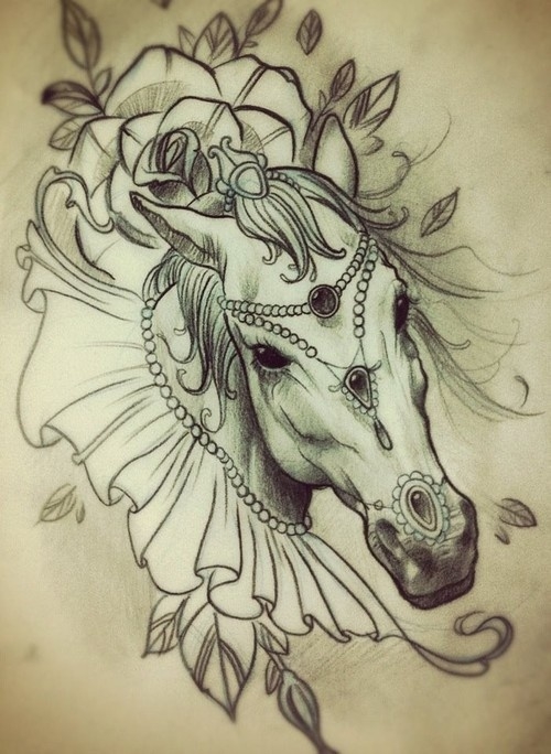 Fantasy Horse Head Tattoo Design