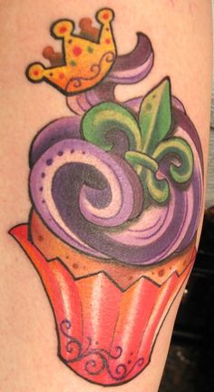 Fleur De Lis Cupcake Tattoo
