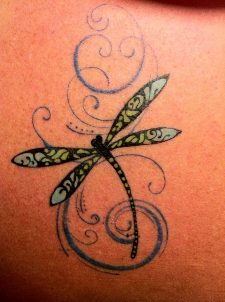 Flying Dragonfly Tattoo On Back