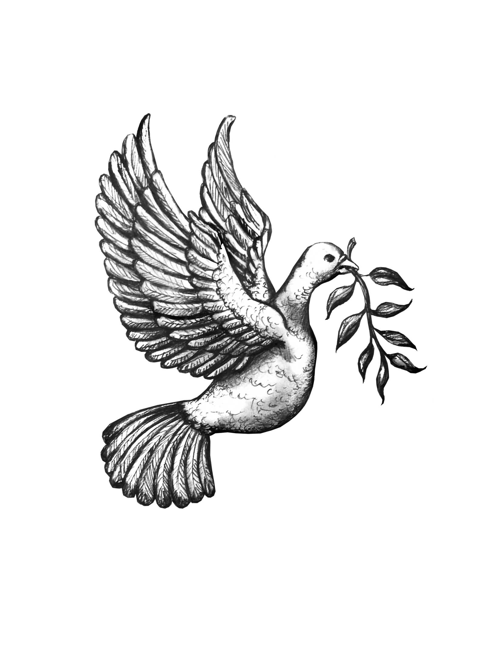 Flying Peace Dove Tattoo Design