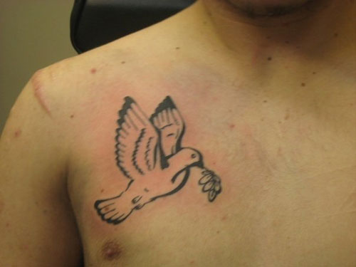 Front Shoulder Nice Dove Tattoo