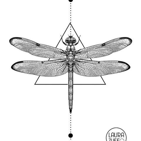 Geometric Dragonfly Tattoo Sample