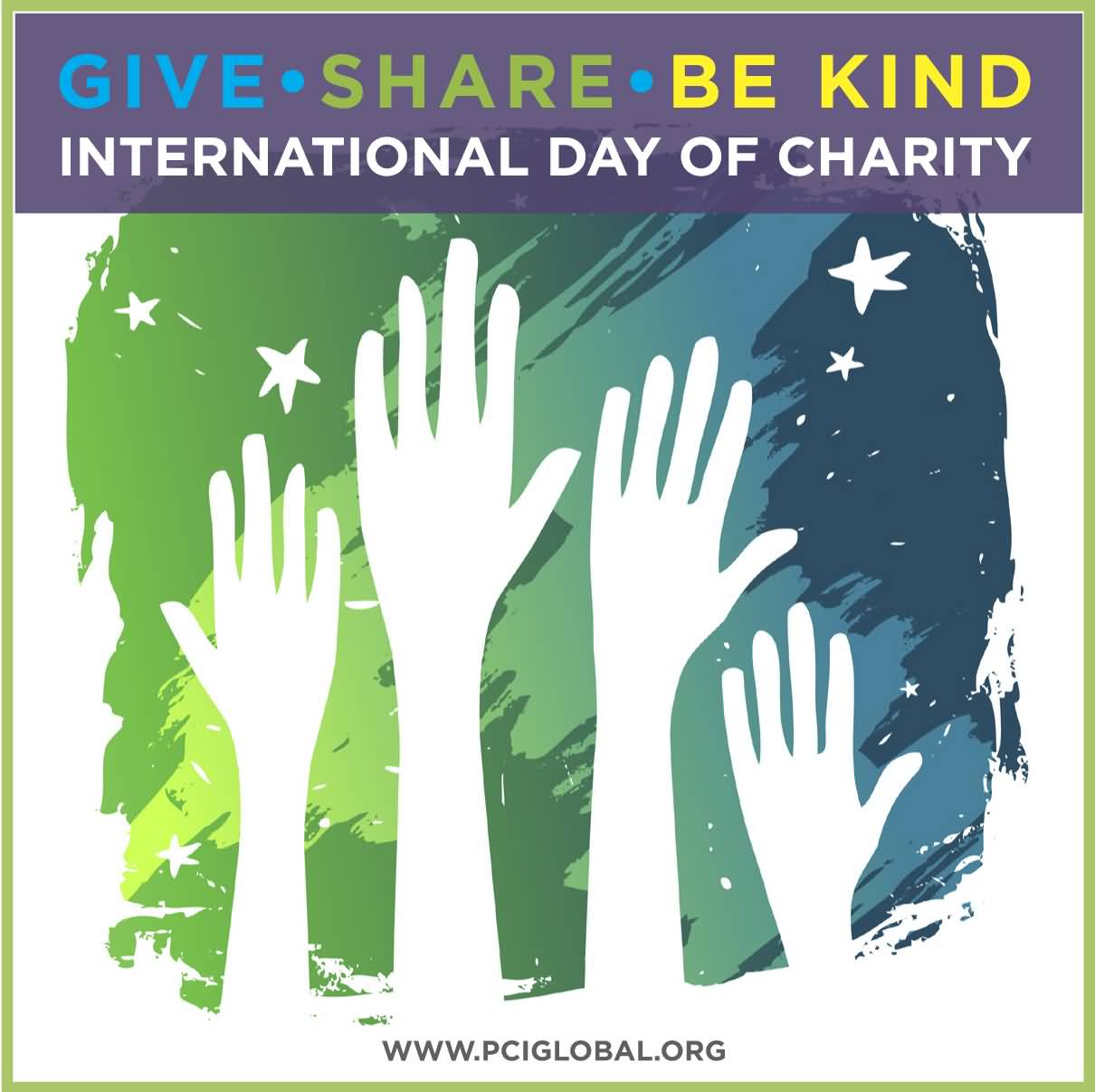 Give Share Be Kind International Day Of Charity Hands Up Illustration