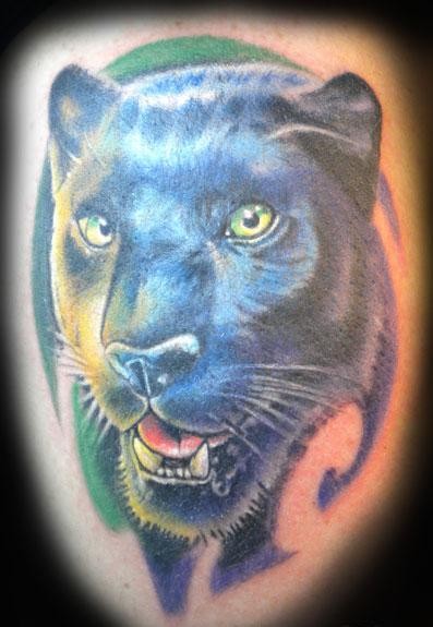 Green Eyes Realistic Panther Tattoo Design