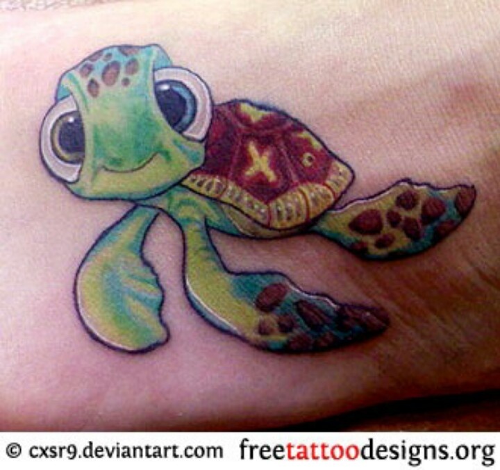 Green Turtle Tattoo On Foot