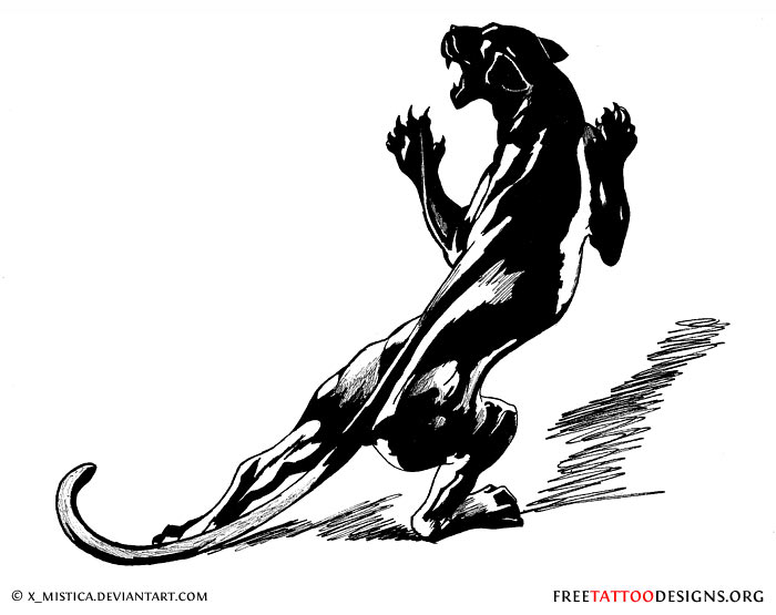 Grey And Black Panther Tattoo Design