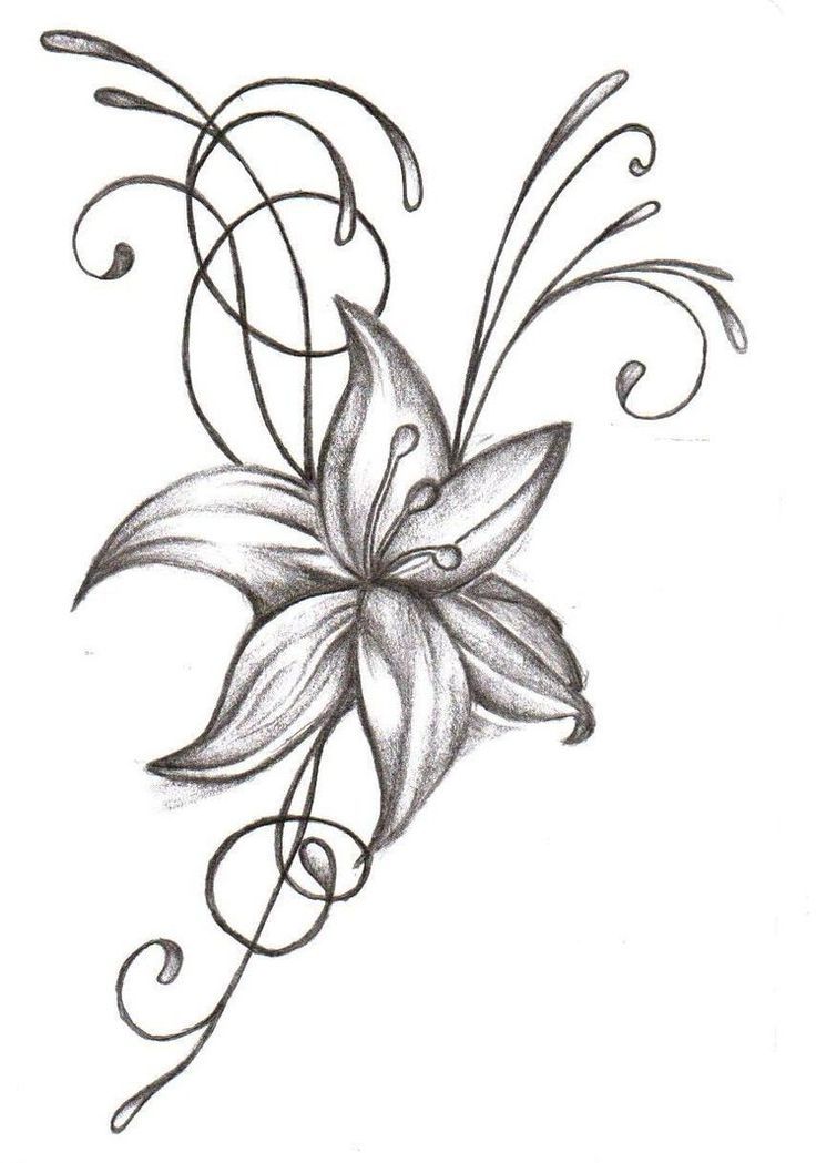 Grey And White Lily Flower Tattoo Design
