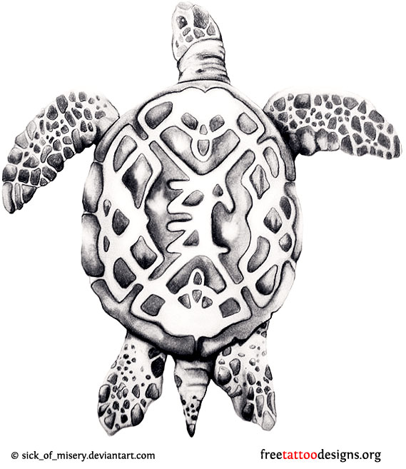 Grey And White Sea Turtle Tattoo Design