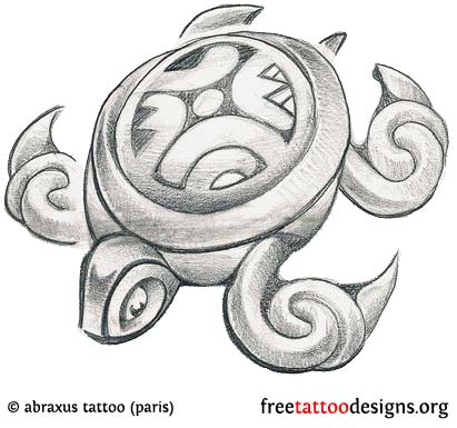 Grey Ink Turtle Tattoos Design