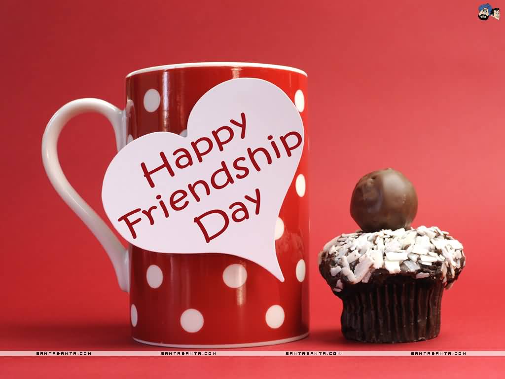 Happy Friendship Day Coffee Mug And Cupcake Wallpaper