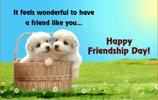 Happy Friendship Day Cute Puppies In Basket