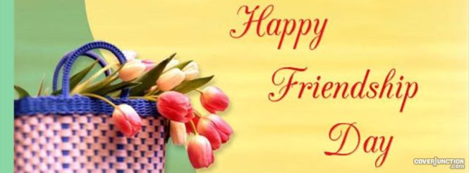 Happy Friendship Day Flowers In Basket Facebook Cover Picture