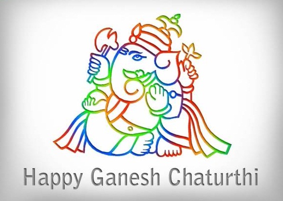 Happy Ganesh Chaturthi Lord Ganesha Rainbow Outline Picture