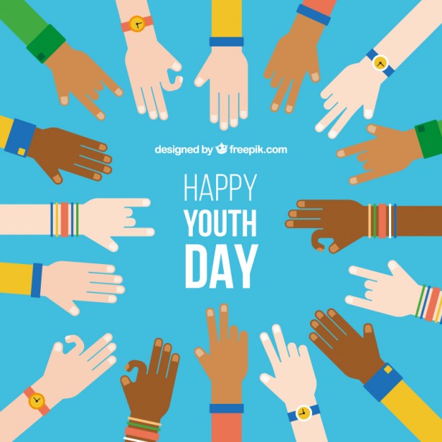 Happy International Youth Day Flat Hands Illustration