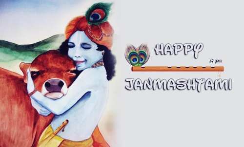 Happy Janmashtami Lord Krishna With Cow