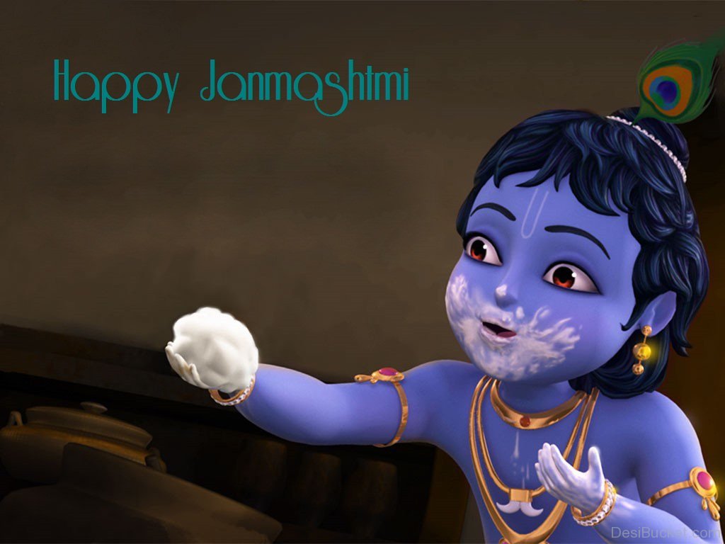 Happy Janmashtmi Lord Krishna With Butter