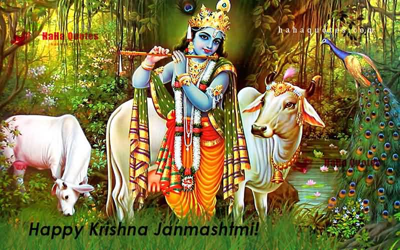 Happy Krishna Lord Krishna Playing Flute