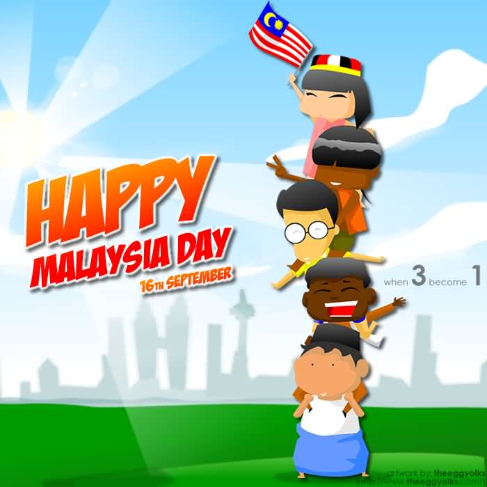 Happy Malaysia Day 16th September Kids With Malaysian Flag Picture