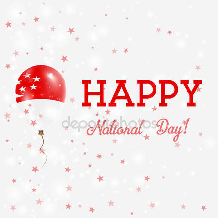 Happy National Day Patriotic Poster Flying Balloons