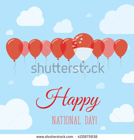 Happy National Day Singapore Flag Balloons Illustration