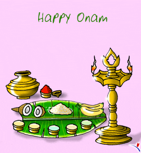 Happy Onam Candles Animated Ecard