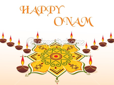 Happy Onam Diyas And Rangoli Design