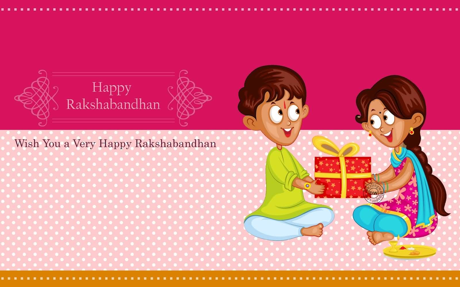 Happy Raksha Bandhan Wish You A Very Happy Raksha Bandhan Brother Presenting Gift To Sister