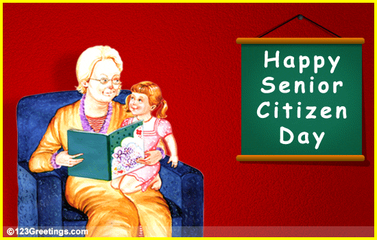 Happy Senior Citizen Day Little Girl With Her Grandmom