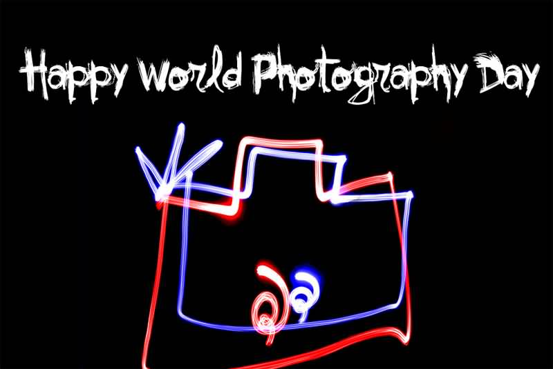 Happy World Photography Day Neon Light Camera Picture