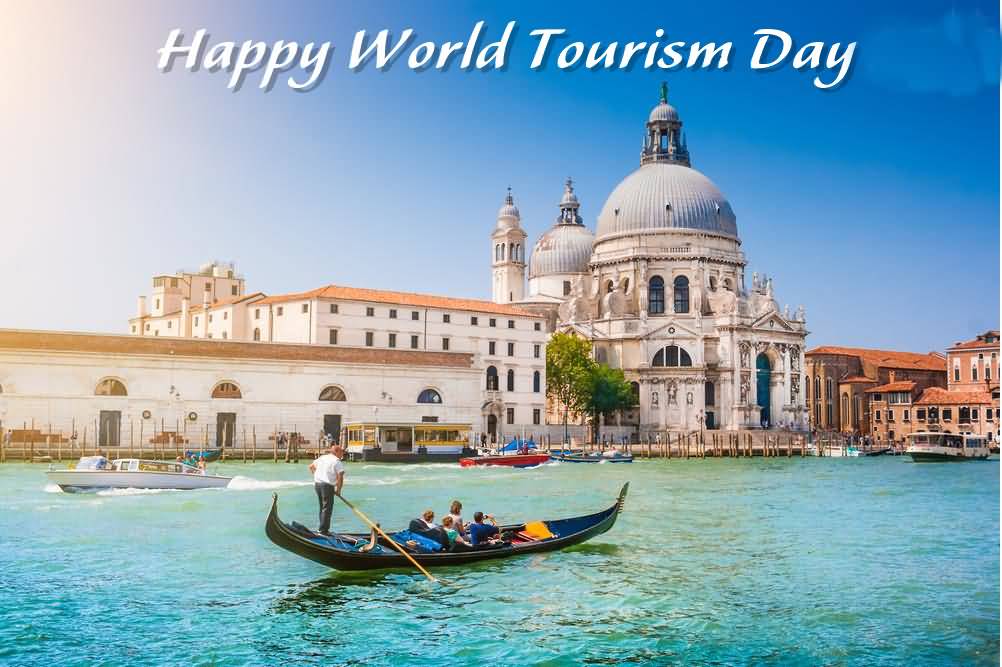 Happy World Tourism Day Venice City View In Background
