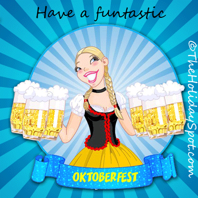 Have A Funtastic Oktoberfest Girl With Beer Mugs Glitter