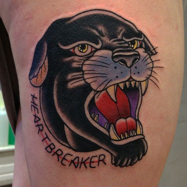 Heart Breaker Black Panther Head Tattoo