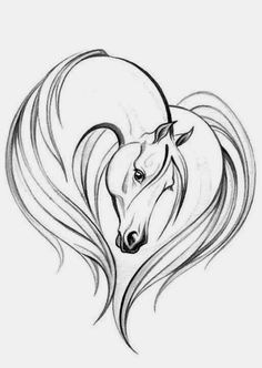 Horse With Big Hairs Tattoo Design