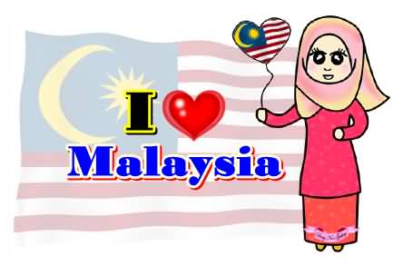 I Love Malaysia Happy Malaysia Day Woman With Malaysian Flag Balloon Clipart