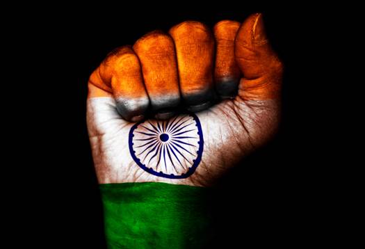 Indian Flag Tri Color Fist Happy Independence Day