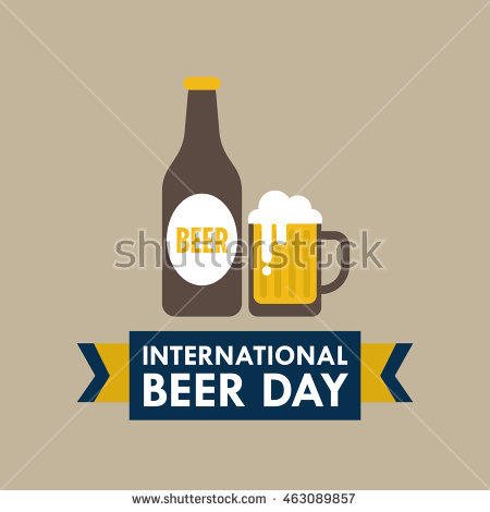 International Beer Day Beer Bottle And Mug Illustration