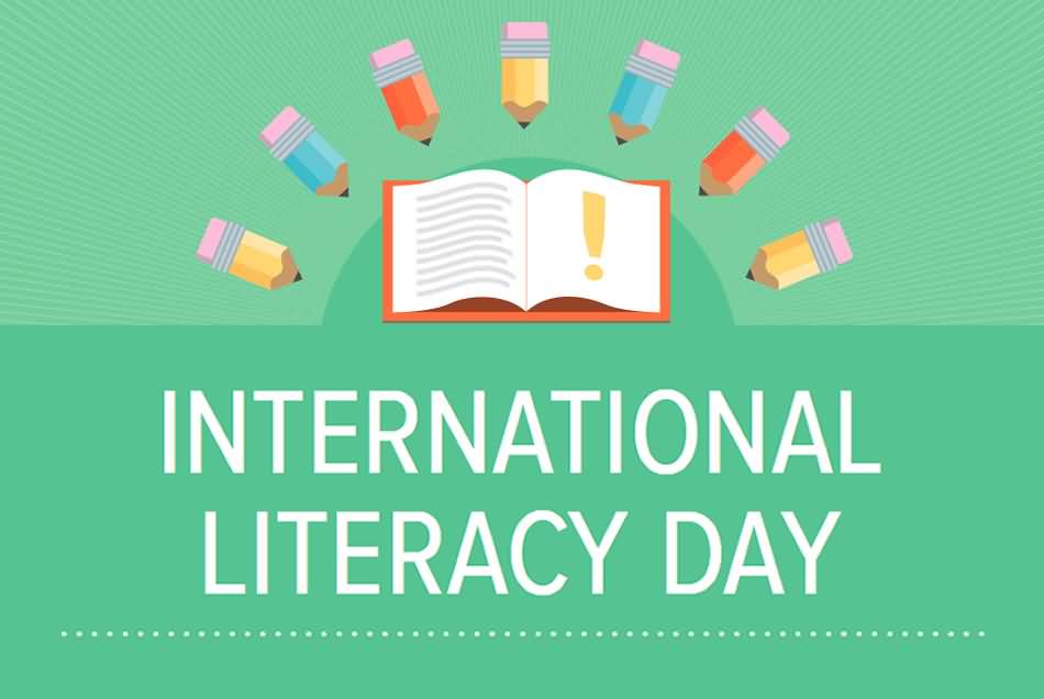 International Literacy Day Book With Pencils Illustration