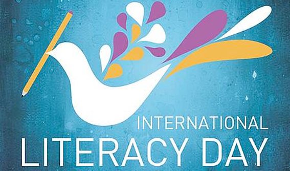 International Literacy Day Flying Dove With Pencil In Mouth