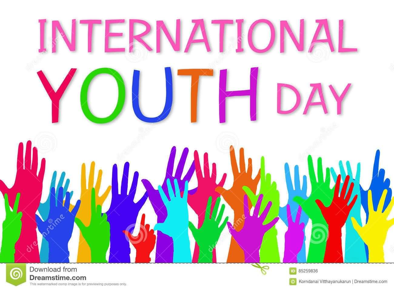 International Youth Day Colorful Hands Up Illustration