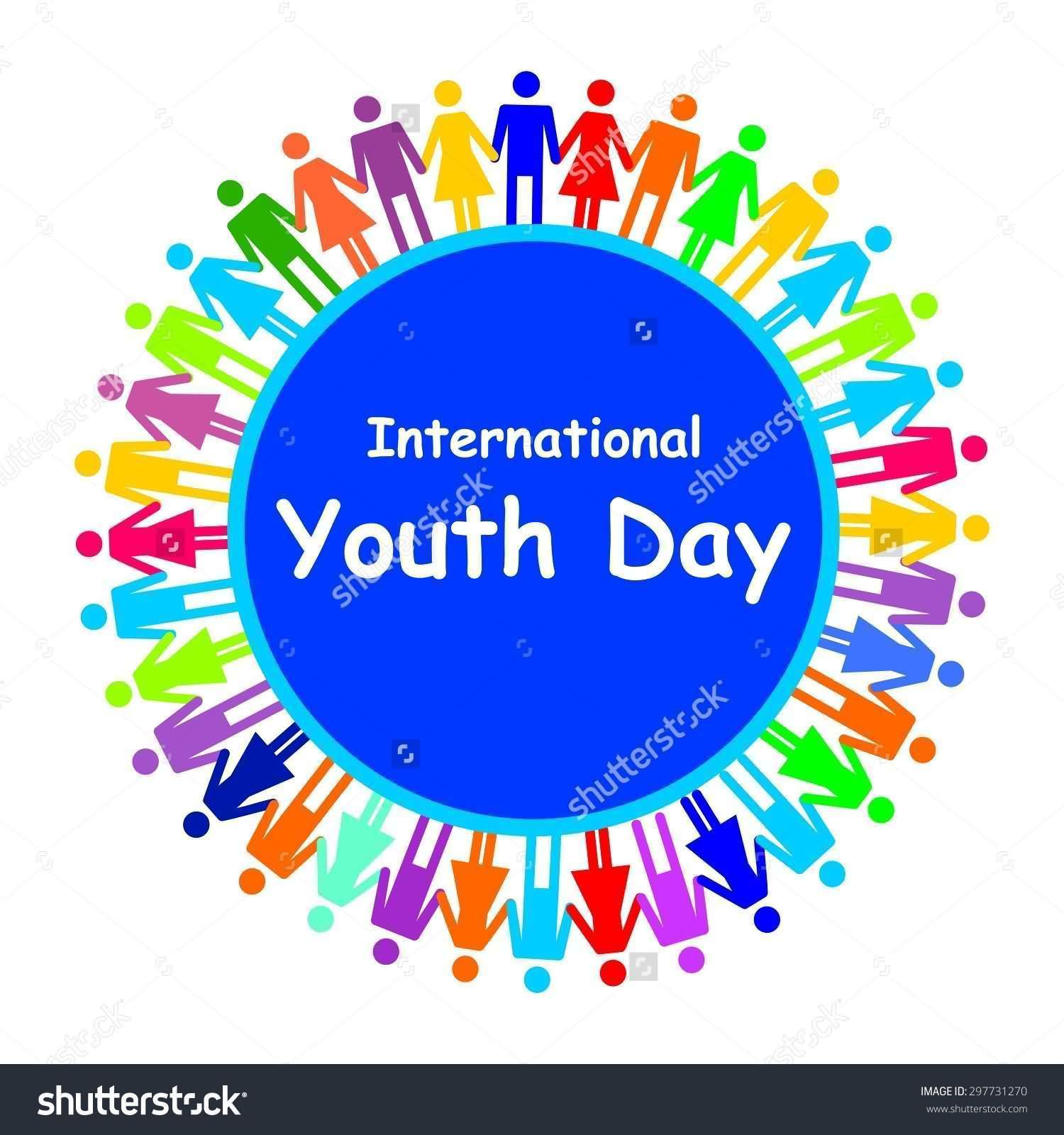 International Youth Day Colorful Silhouette People Vector Illustration